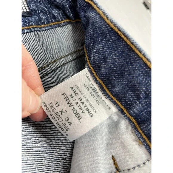 Wrangler FR Jeans Womens 11x34 Workwear Western Mid Wash Cotton Denim Cowgirl - Picture 8 of 13